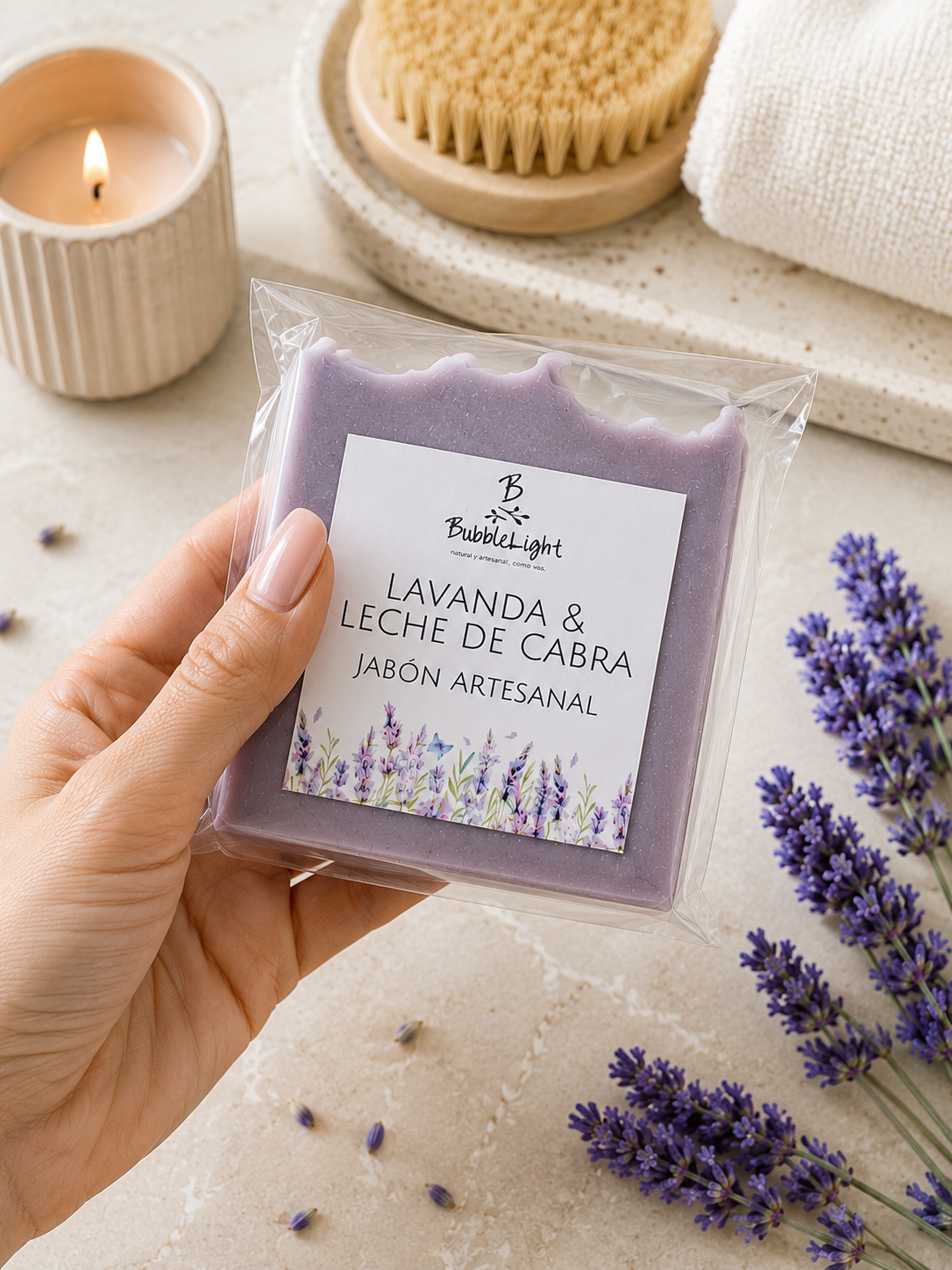 Jabón Artesanal Lavanda & Leche de Cabra