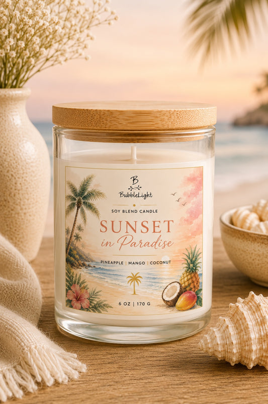 Sunset in Paradise 6 oz soy blend candle by BubbleLight